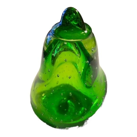PAPERWEIGHT green pear hand blown bullicante bubbles. - Picture 5 of 6
